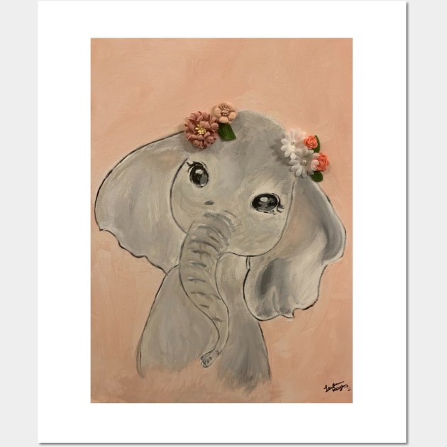 Baby girl elephant Wall Art by Morrisey Lee T’s 